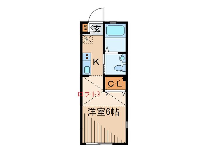 フェリーチェ元宮(1K/1階)の間取り写真