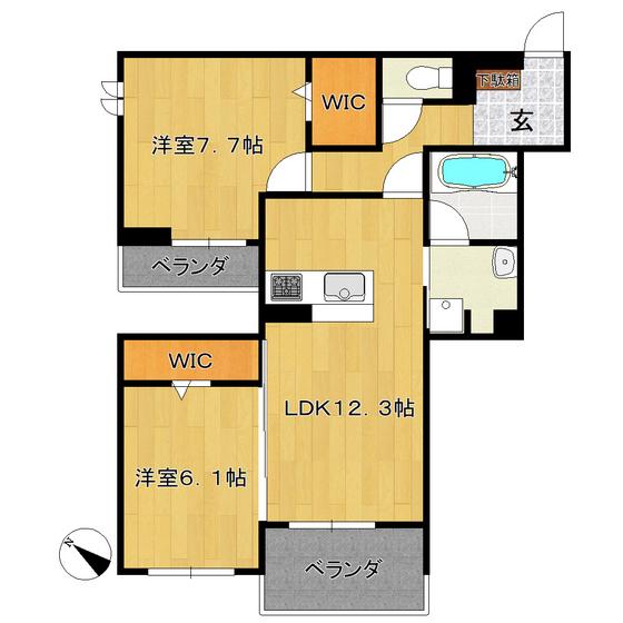 クレストリア(2LDK/2階)の間取り写真