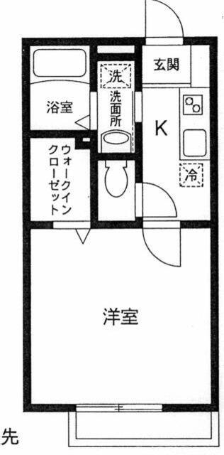 フェルミール片倉II(1K/1階)の間取り写真
