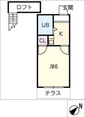 シーズンコート江南駅前(1K/2階)の間取り写真