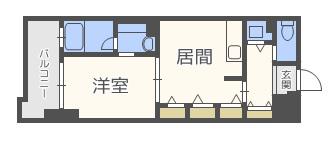 KDXレジデンス菊水四条(1DK/4階)の間取り写真