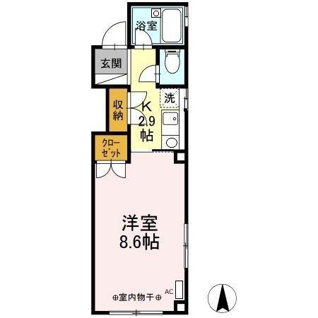 アンソレイユ塩町 住居(1K/3階)の間取り写真