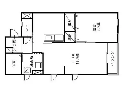 サンライフケンズヴィラ(1LDK/3階)の間取り写真