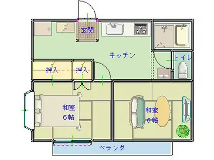 マルワレジデンス水海道第一(2DK/1階)の間取り写真