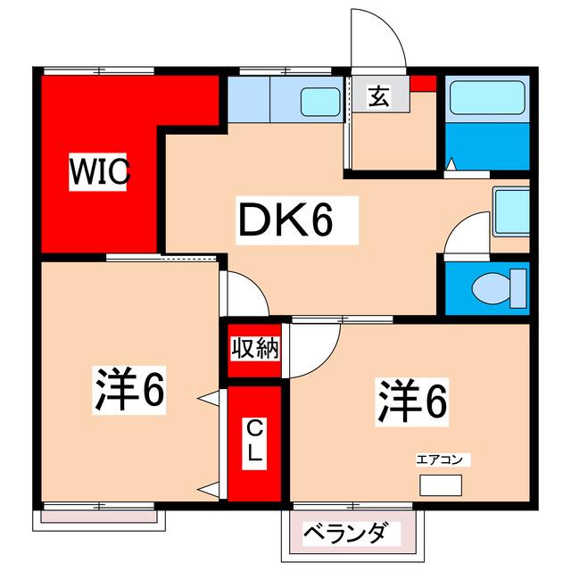 第二十王堂ハイツ(2DK/2階)の間取り写真
