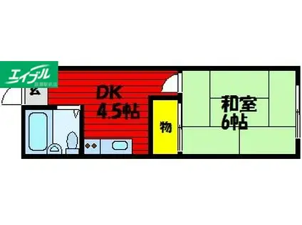 杉本アパート(1DK/2階)の間取り写真