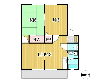 クイーンメアリー鷹(2LDK/2階)の間取り写真