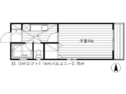 ウエストヒルズ(1K/2階)の間取り写真