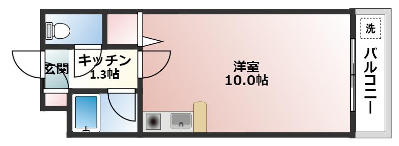 ピアーチェ新庄(1K/2階)の間取り写真