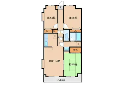 ルレーブ城南(3LDK/3階)の間取り写真