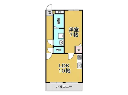 富谷レジデンスI(1LDK/2階)の間取り写真
