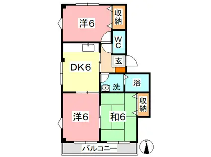 パレーシャルB(3DK/2階)の間取り写真