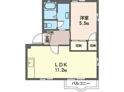 プリメーラ田喜野井D(1LDK/2階)の間取り写真