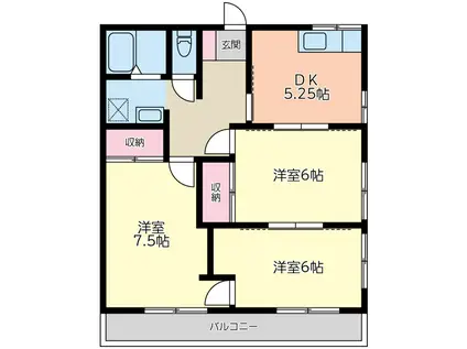 針ヶ谷ハイツ 2号棟(3DK/2階)の間取り写真