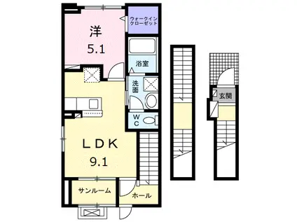 ラ・ルミエール(1LDK/3階)の間取り写真
