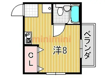 津島ハイツII(ワンルーム/2階)の間取り写真