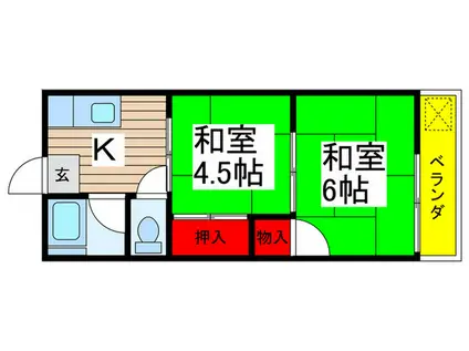 第1ハイツ石井(2K/2階)の間取り写真