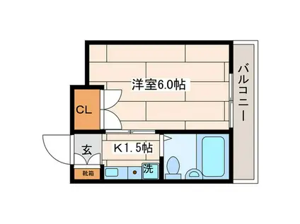 百合ヶ丘コーポ(1K/2階)の間取り写真