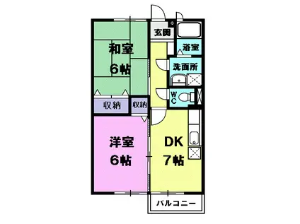 クレストール秋桜(2DK/1階)の間取り写真