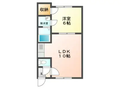 Mハイツ若草1(1LDK/1階)の間取り写真