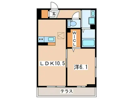ラ・パージュ桜(1LDK/1階)の間取り写真