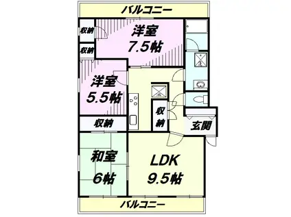 クレアシティ所沢(3LDK/3階)の間取り写真