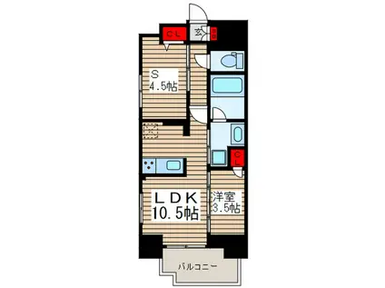 コスモグラシア浅草(1SLDK/5階)の間取り写真