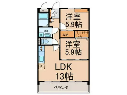 リヴェール ドミール(2LDK/1階)の間取り写真