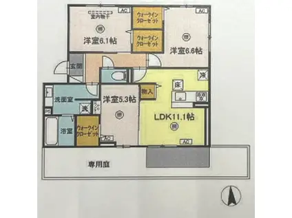 ピーチヒルズ(3LDK/1階)の間取り写真