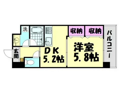 カーサ恵風(1DK/3階)の間取り写真