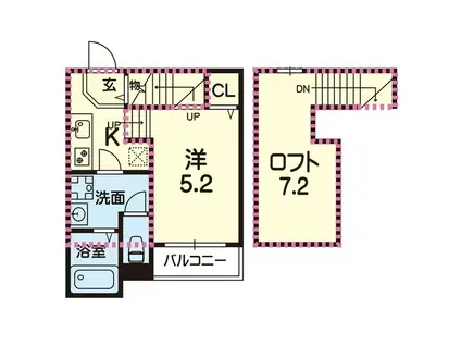 ステラ西熊本(1K/1階)の間取り写真