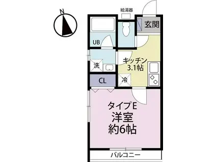 グランシャレー堀切菖蒲園II(1K/2階)の間取り写真