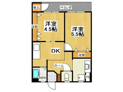 菊マンション(2DK/2階)の間取り写真