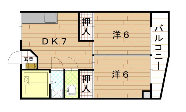 第1川路ビル(2DK/2階)の間取り写真