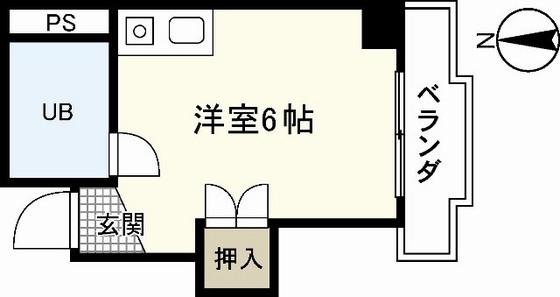 プログレス本川(1K/2階)の間取り写真