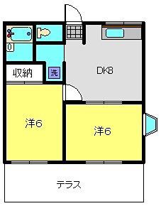 タウンハイツ富士見(2DK/1階)の間取り写真