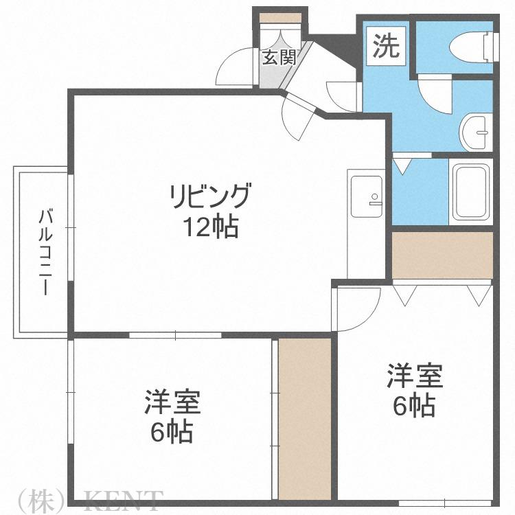 リラコート八軒(2LDK/1階)の間取り写真