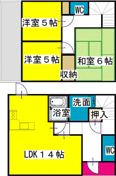 米盛アパート(3LDK/1階)の間取り写真