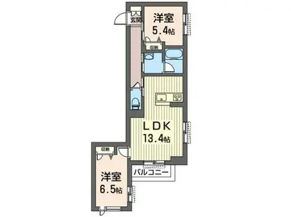 ブルームステージ蘇我(2LDK/1階)の間取り写真
