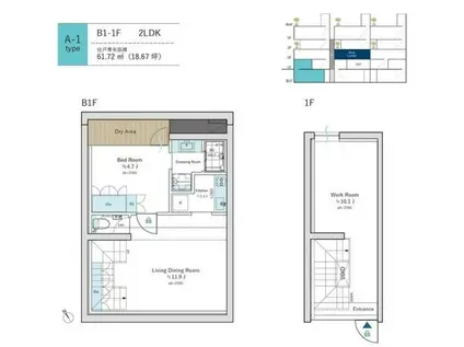 AUBE虎ノ門 オーブ虎ノ門(2LDK/B1階)の間取り写真