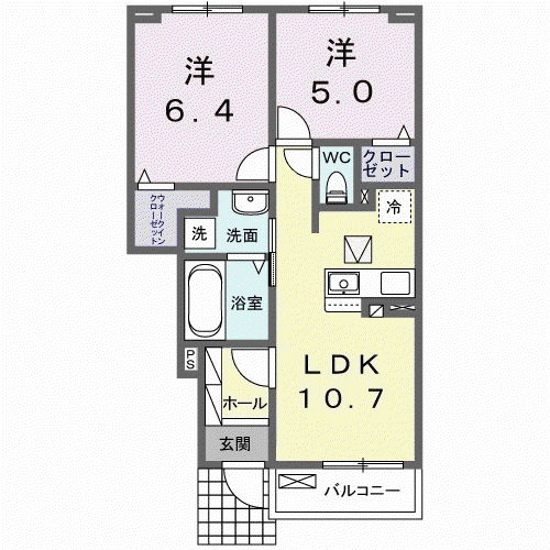 ブリエ ココン(2LDK/1階)の間取り写真