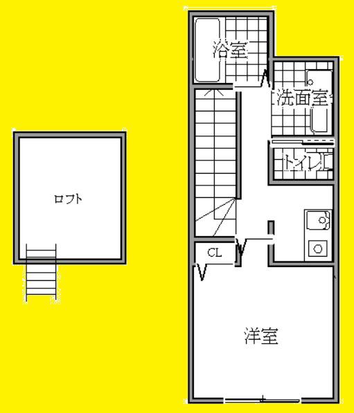 レネットメルル経堂(1K/2階)の間取り写真