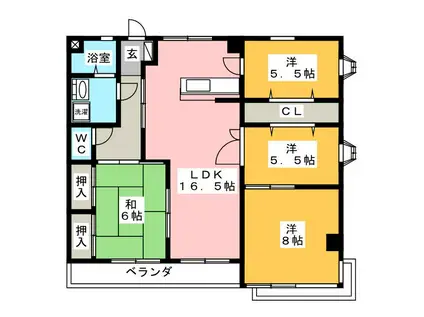 メゾン河村(4LDK/1階)の間取り写真