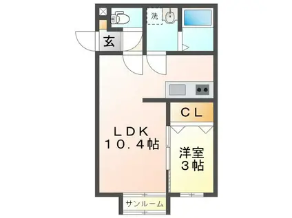 PROUD(1LDK/2階)の間取り写真