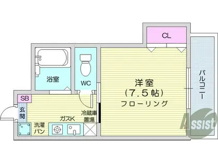 サンライトK1(1K/2階)の間取り写真