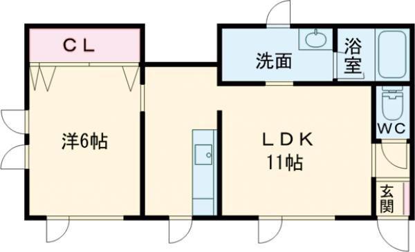マンションメガロポリス(1LDK/1階)の間取り写真