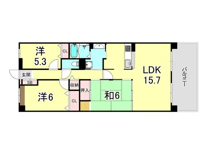 ウエステ垂水(3LDK/9階)の間取り写真
