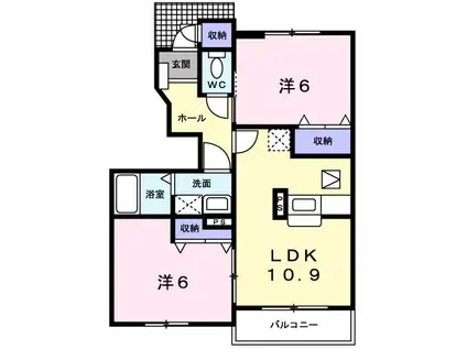 グレイスフル ヴィラB(2LDK/1階)の間取り写真