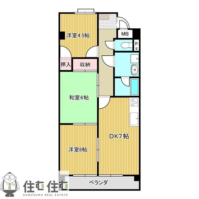 第2みゆきビル(3DK/4階)の間取り写真