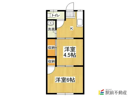 才木アパート(2K/1階)の間取り写真